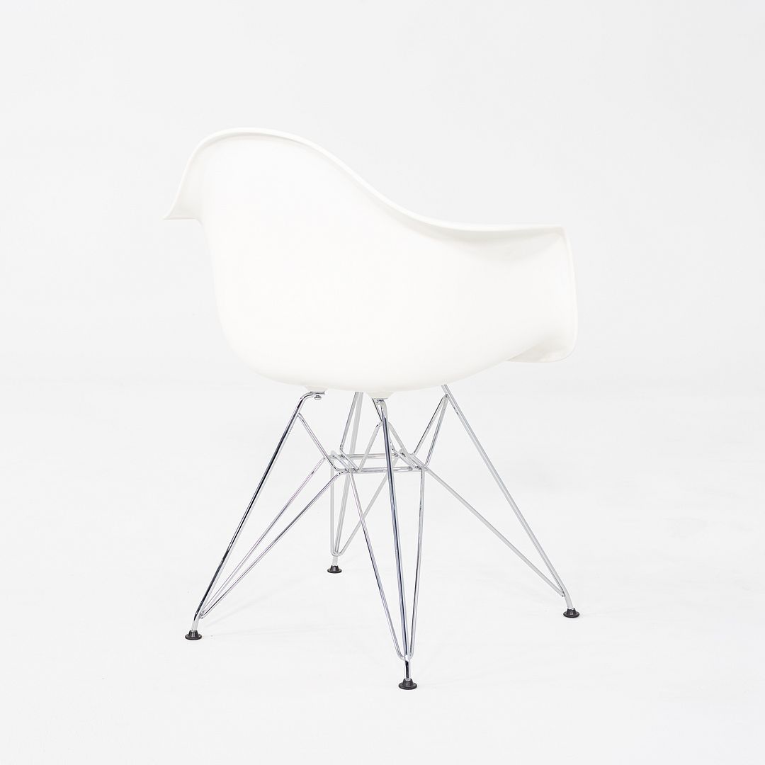 2020s Pair of Herman Miller Eames DAR Dining Arm Chairs in White w/ Eiffel Base