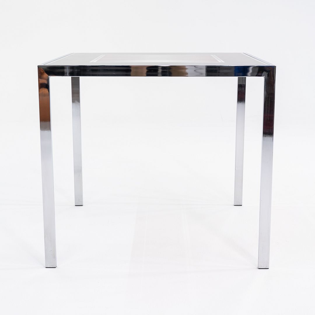 1970s Maison Jansen Backgammon Game / Dining Table in Chrome and Glass 32 in