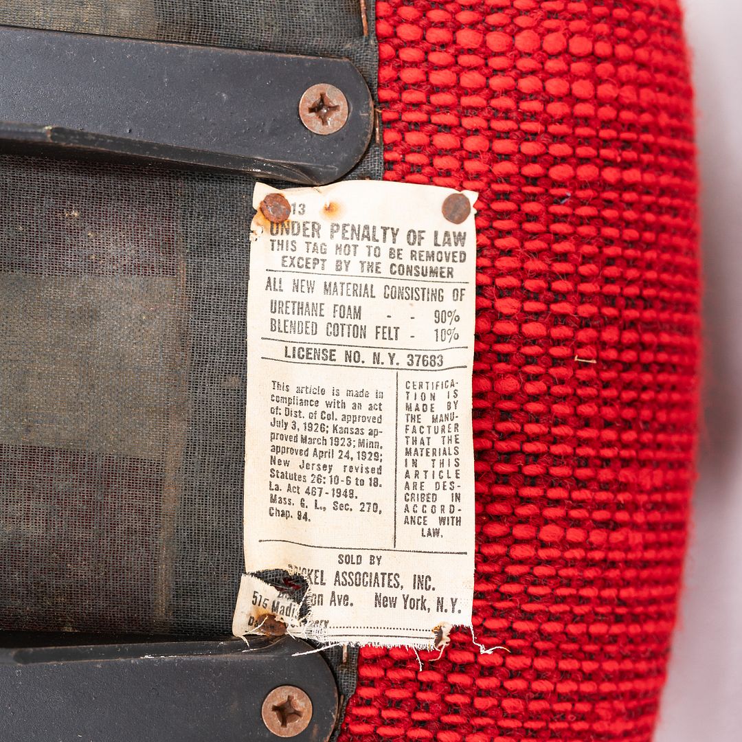 1970s Ward Bennett for Brickel Associates Bumper Swivel Armchair in Red Fabric