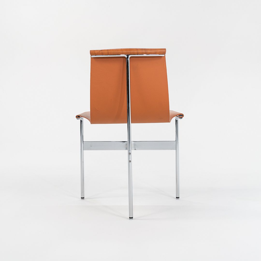 Set of Four Made to Order Gratz TG-10 Sling Dining Chairs Tan Leather & Chrome