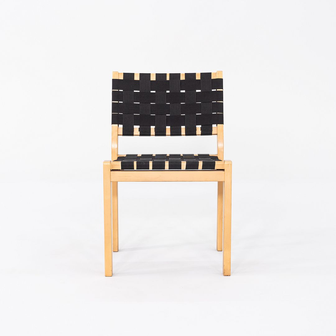 C. 2000s Set of Four Alvar & Aino Aalto for Artek 611 Stacking Dining Chairs with Black Webbing