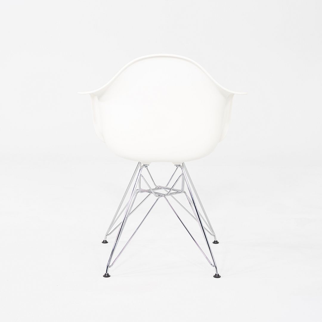 2020s Pair of Herman Miller Eames DAR Dining Arm Chairs in White w/ Eiffel Base