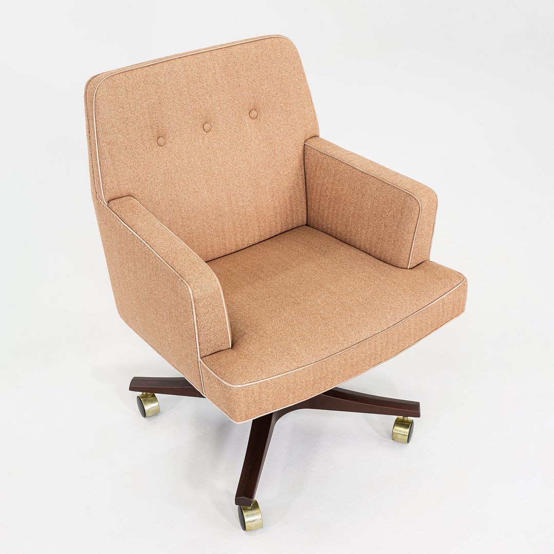 1960s Executive Desk Chair by Edward Wormley for Dunbar Tan Herringbone Fabric