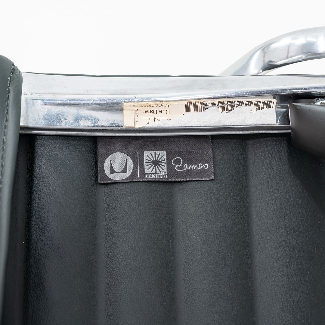 SOLD 2010s Herman Miller Eames Aluminum Group Executive Desk Chair Dark Green Leather