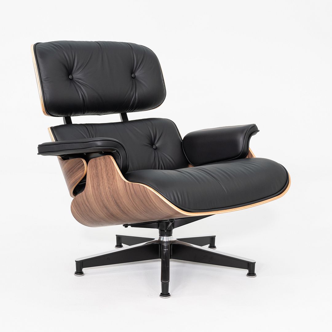 SOLD 2025 Herman Miller Eames Lounge Chair and Ottoman in Black Leather and Walnut