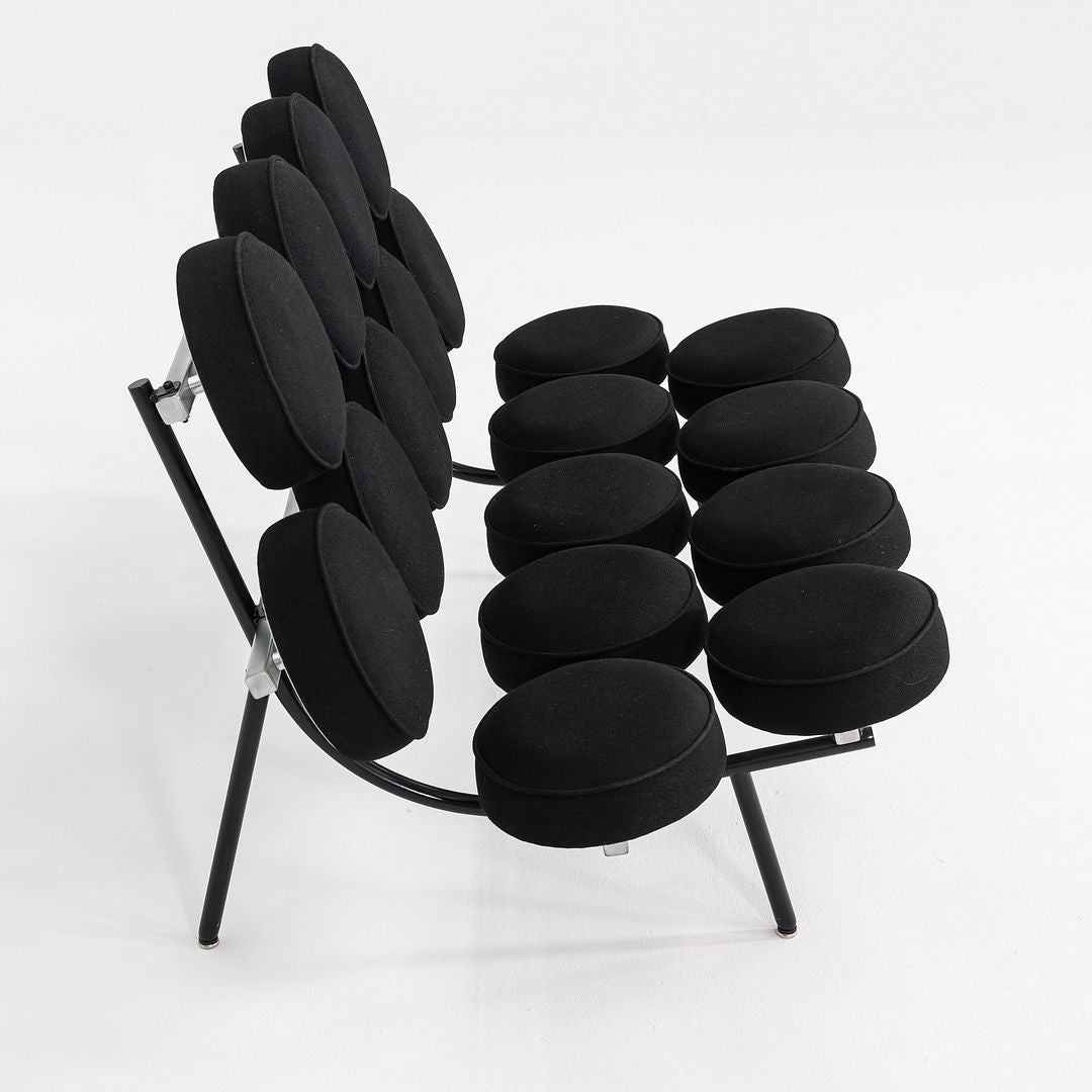 2001 George Nelson for Herman Miller Marshmallow Sofa in Black Upholstery Fabric