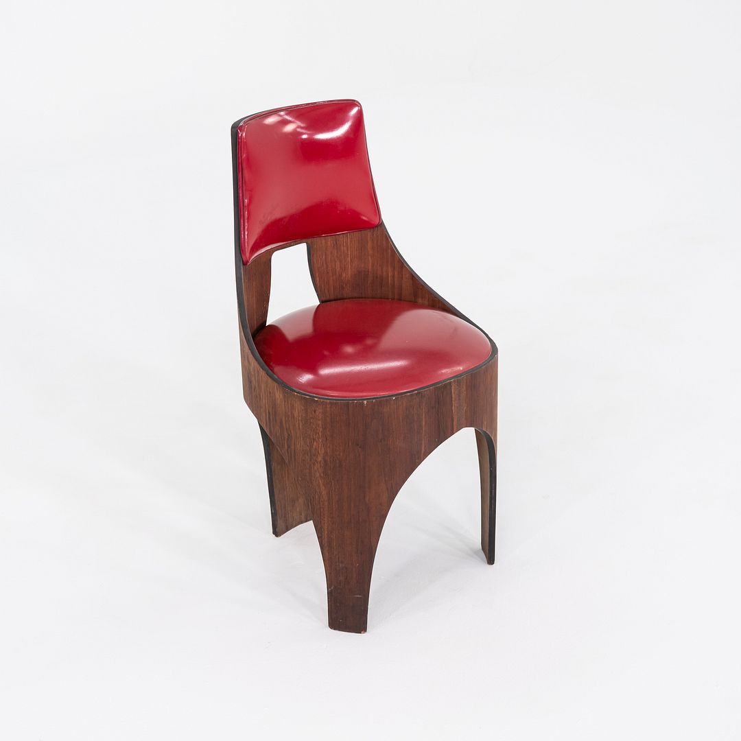 1950s Henry P. Glass for Richbilt Cylindra Dining Chair in Walnut and Red Vinyl