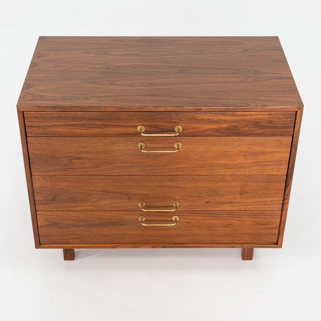 1970s Jens Risom Design 36 inch Cabinet / Dresser in Walnut w/ Bronze Hardware