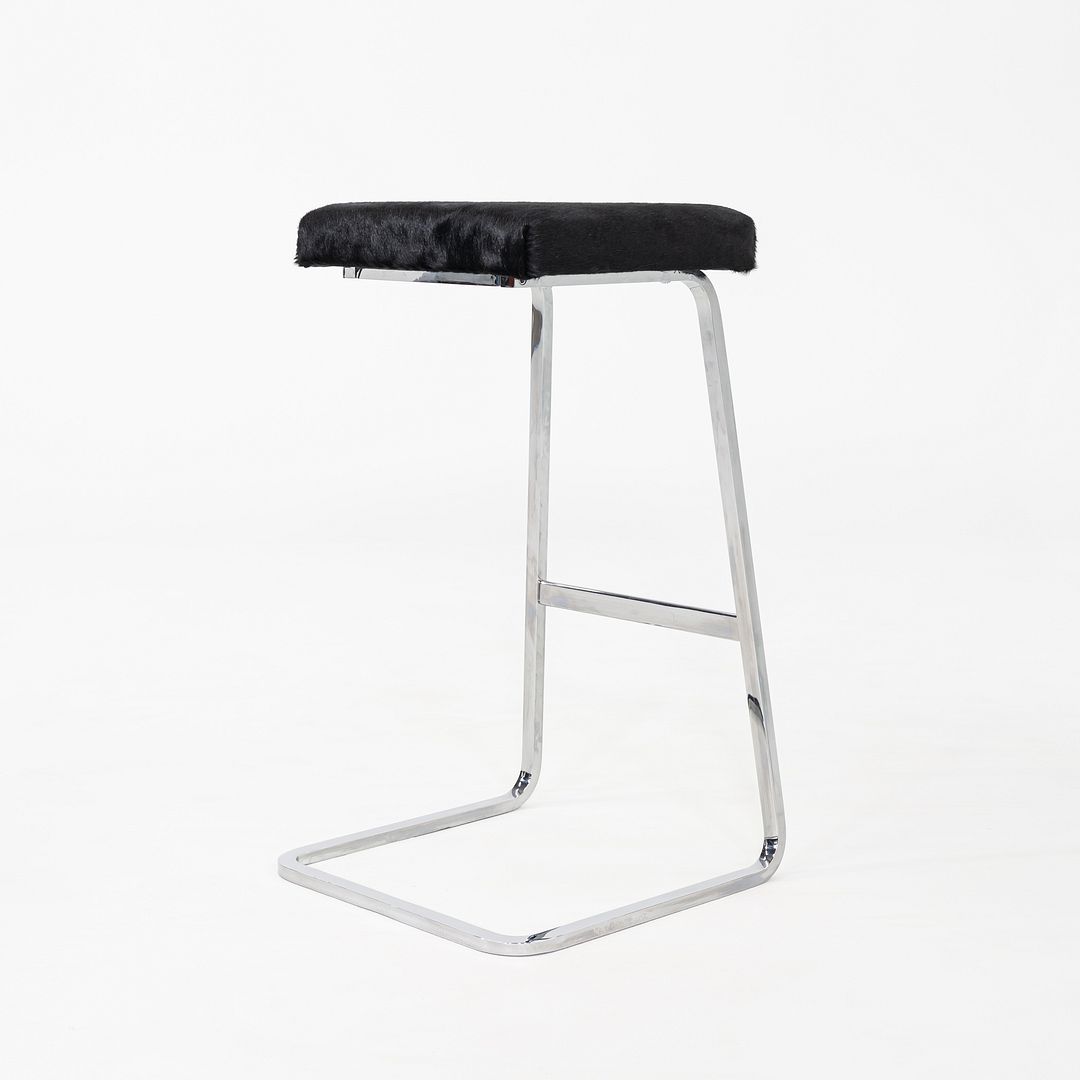 2020s Mies Van Der Rohe for Knoll Four Seasons Bar Stool Hair on Hide 7x Avail