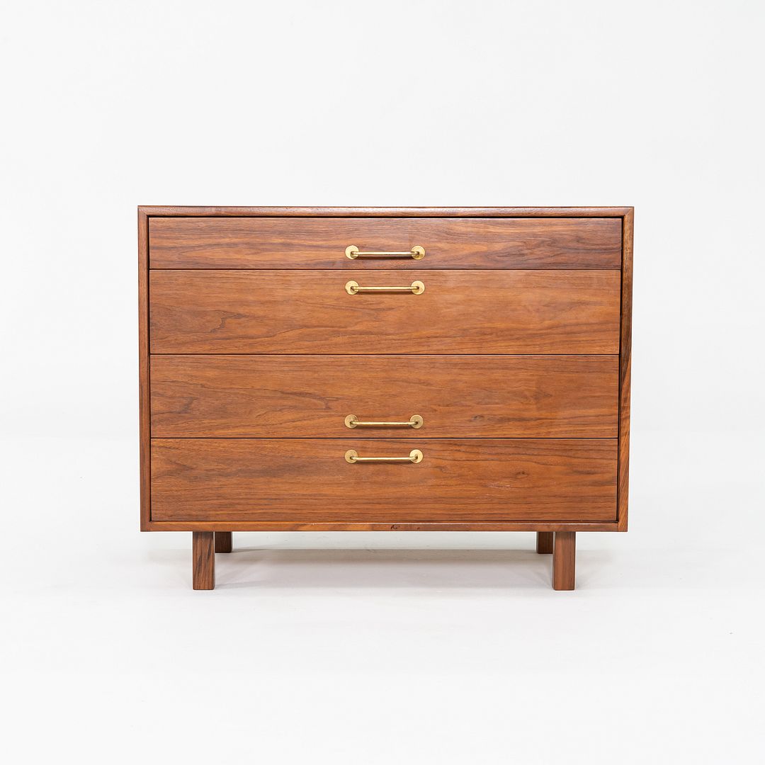 1970s Jens Risom Design 36 inch Cabinet / Dresser in Walnut w/ Bronze Hardware