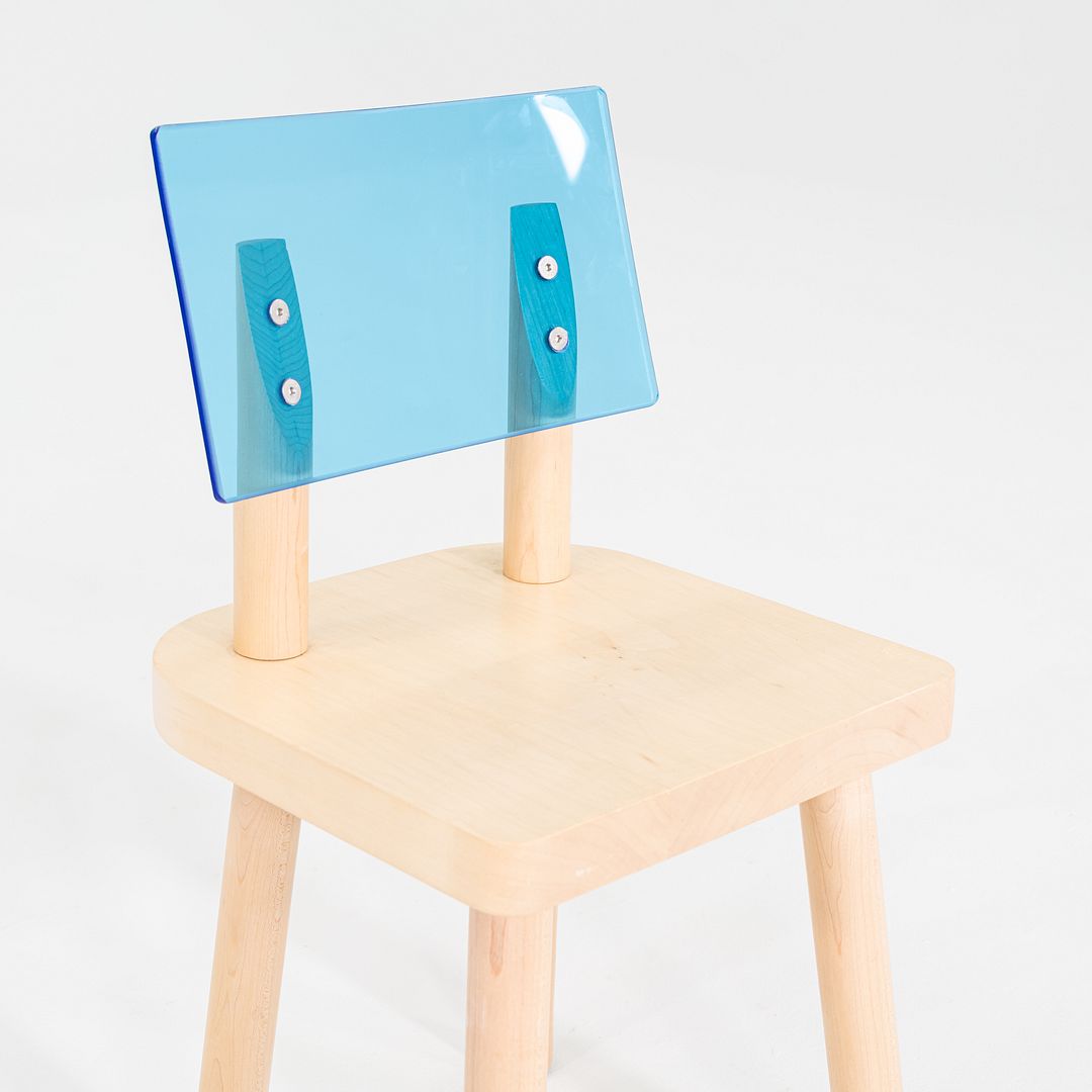 2020s Nico and Yeye Childrens Side Chairs & Dining Table in Blue Acrylic & Maple