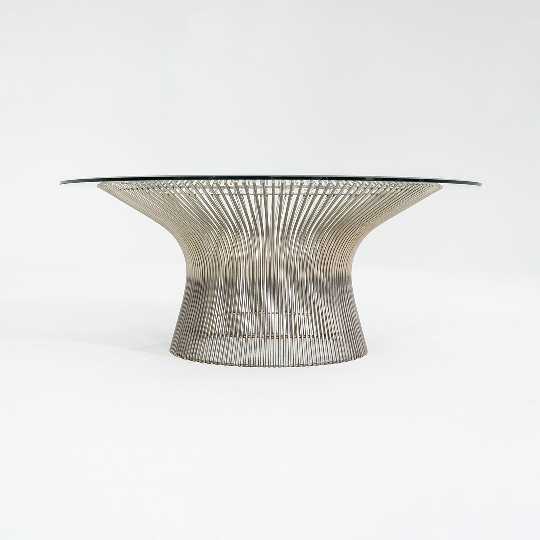 1970s Platner Coffee Table, Model 3714T by Warren Platner for Knoll in Glass with Nickel Chrome Steel Base