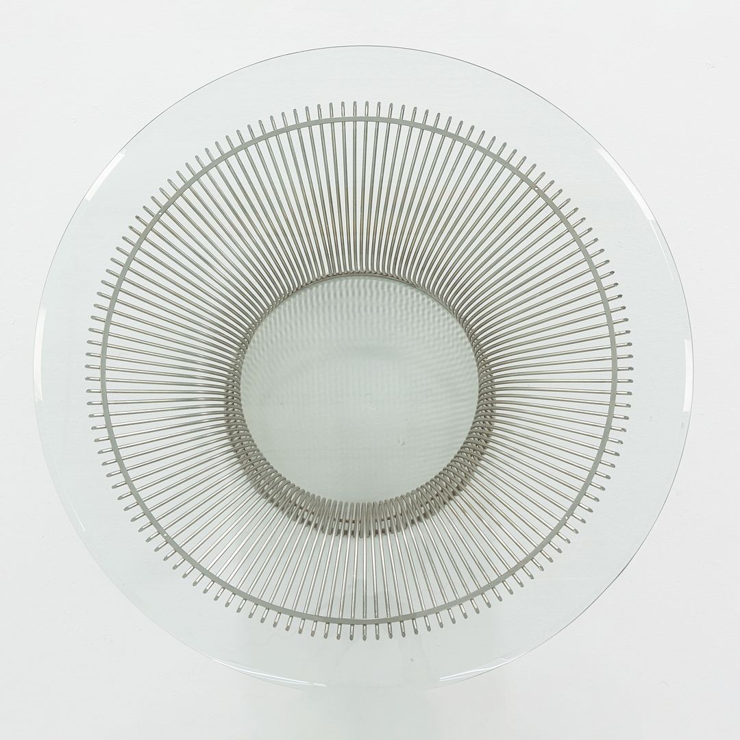 1970s Platner Coffee Table, Model 3714T by Warren Platner for Knoll in Glass with Nickel Chrome Steel Base