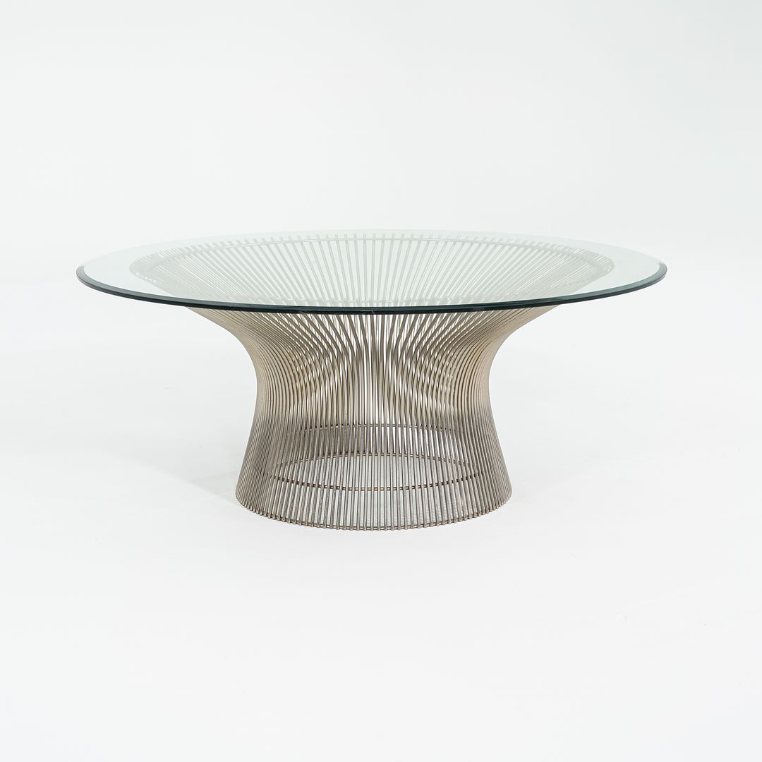 1970s Platner Coffee Table, Model 3714T by Warren Platner for Knoll in Glass with Nickel Chrome Steel Base