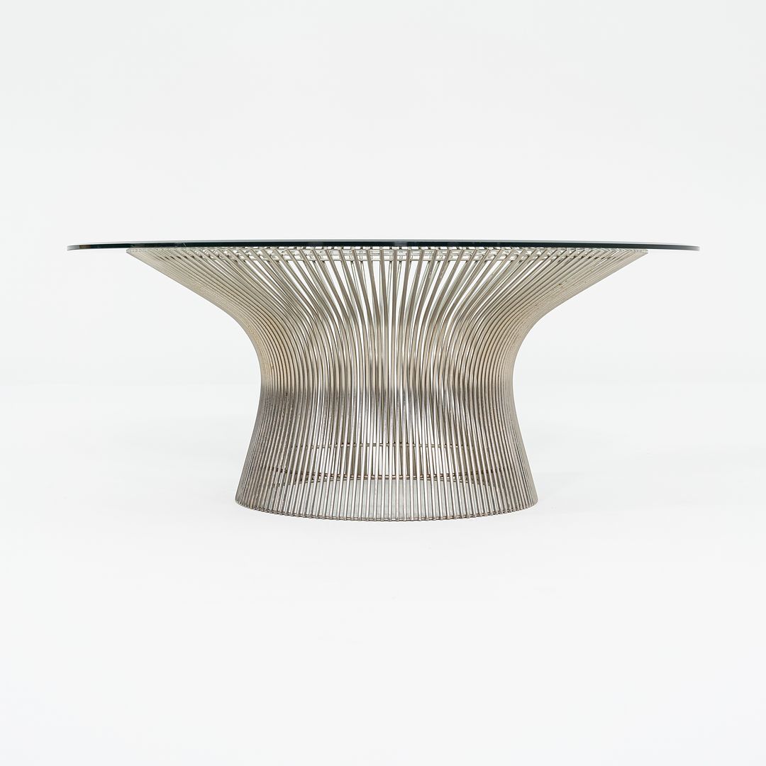 1970s Platner Coffee Table, Model 3714T by Warren Platner for Knoll in Glass with Nickel Chrome Steel Base