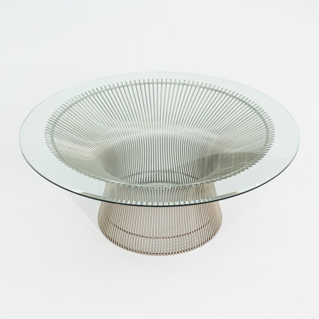 1970s Platner Coffee Table, Model 3714T by Warren Platner for Knoll in Glass with Nickel Chrome Steel Base