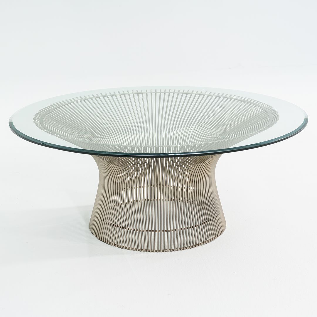 1970s Platner Coffee Table, Model 3714T by Warren Platner for Knoll in Glass with Nickel Chrome Steel Base