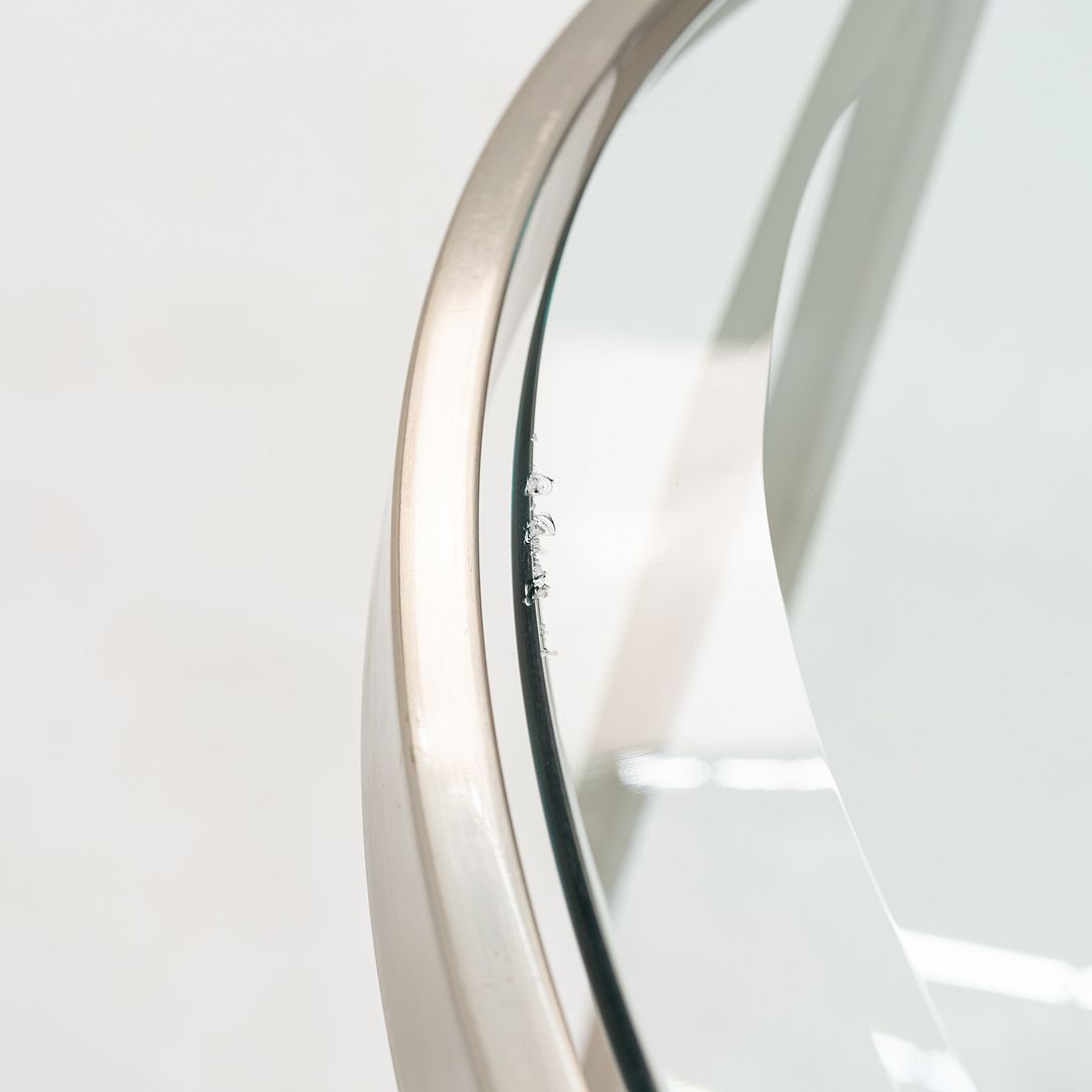 2000s Stainless Steel and Glass End Table Attributed to Geiger or Cumberland 27"