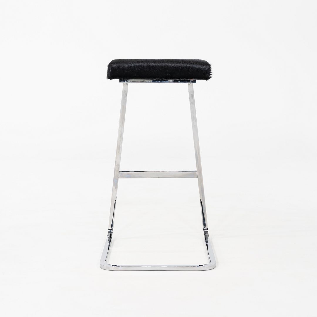 2020s Mies Van Der Rohe for Knoll Four Seasons Bar Stool Hair on Hide 7x Avail