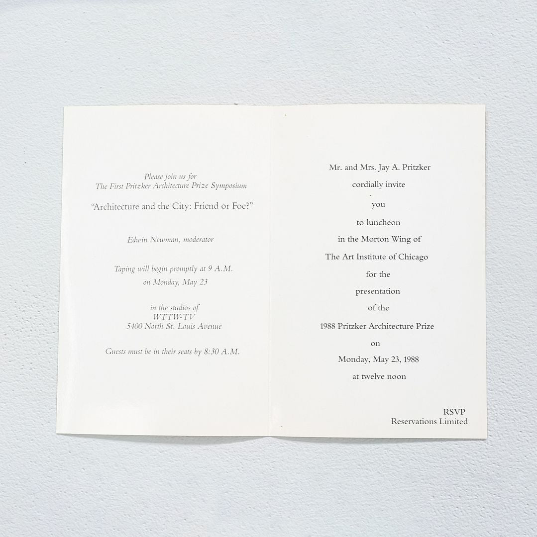 1988 Gordon Bunshaft's Pritzker Architecture Prize Program + Personal Invitation
