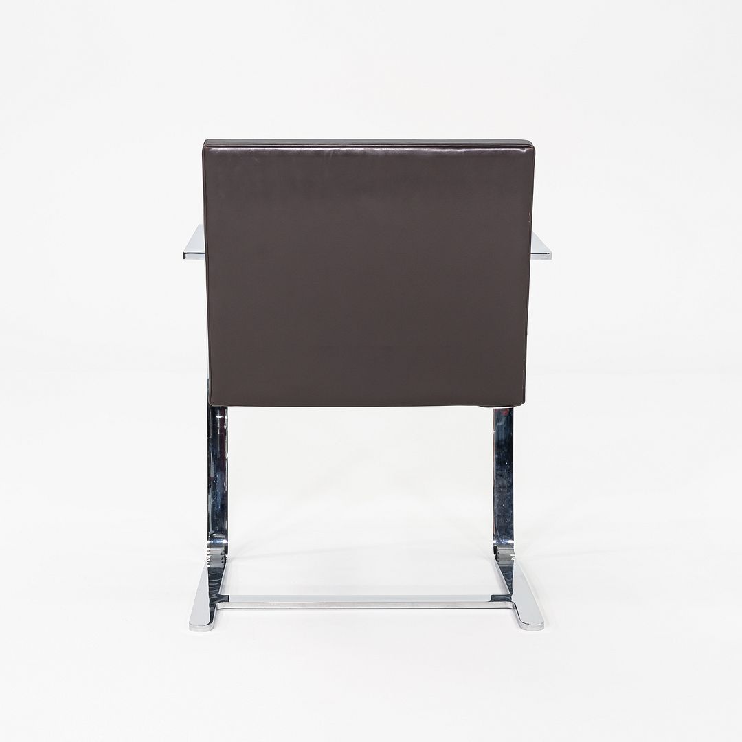 2010s Mies van der Rohe Knoll Flat Bar Brno Dining Arm Chair in Brown 20+ Avail