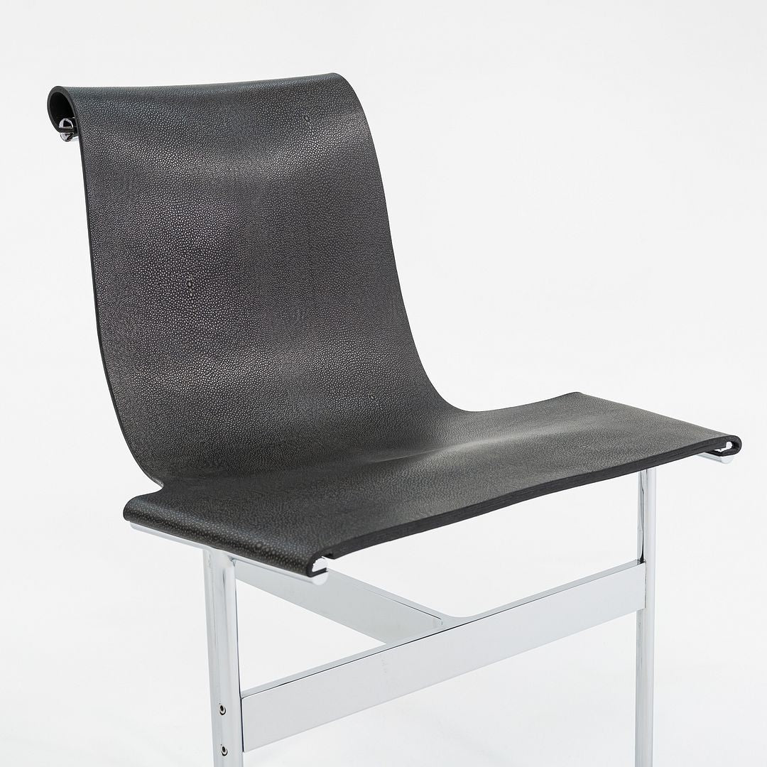 Set of Four Made to Order Gratz TG-10 Sling Dining Chairs Black Speckled Leather