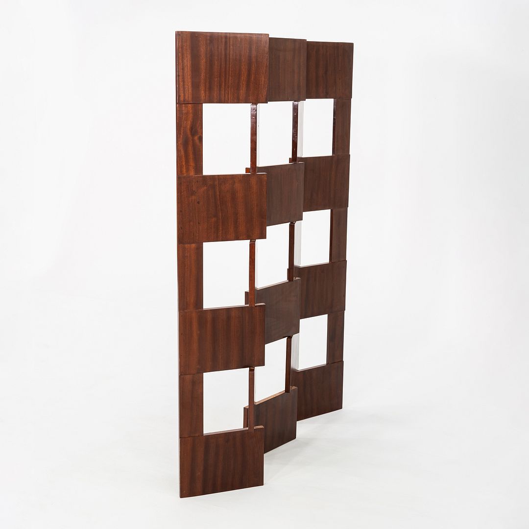 C. 1980s Eileen Gray Brick Screen Laquage Paravent Room Divider in Mahogany