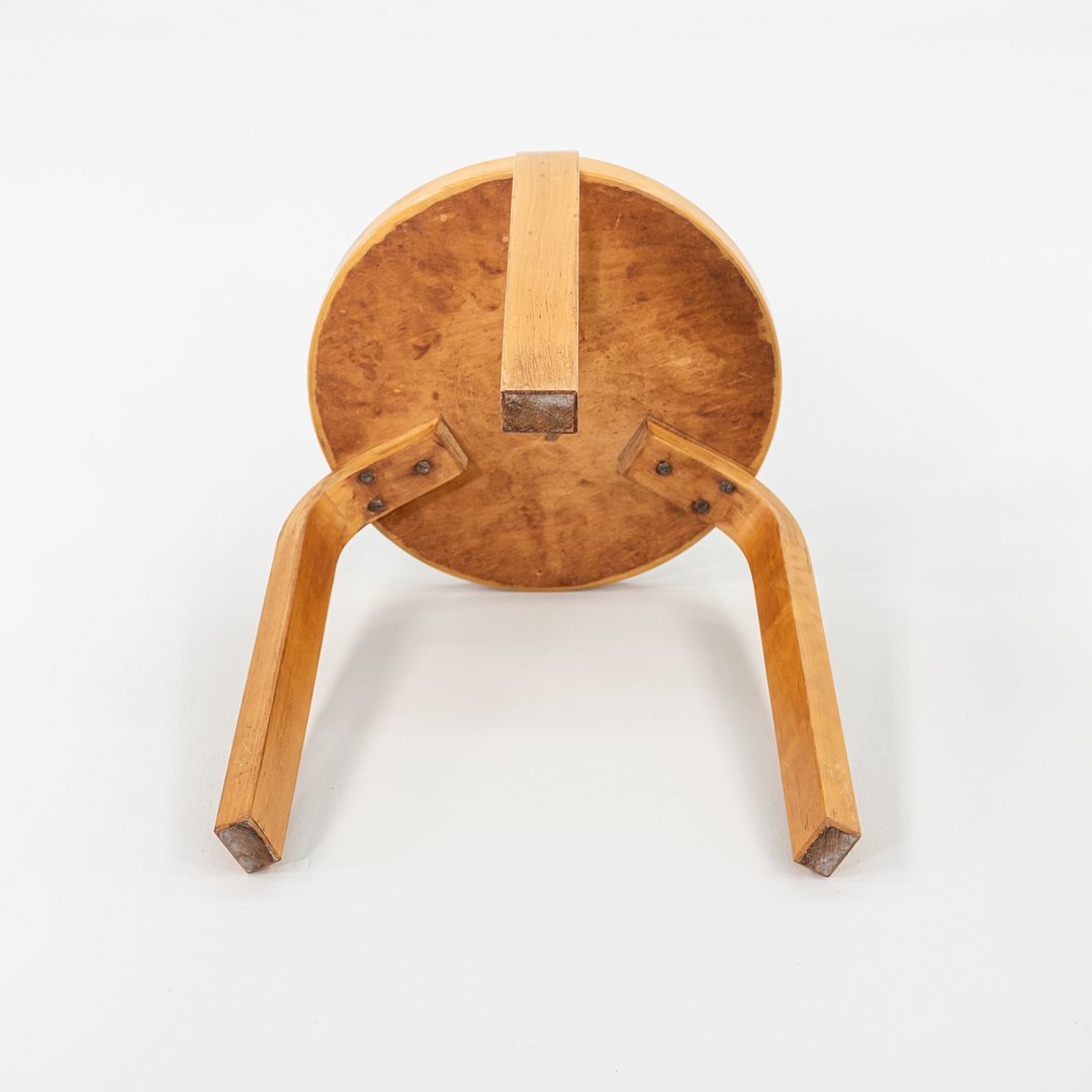 1950s Aino and Alvar Aalto for Artek 60 Stool / Side Table Birch w/ Blue Laquer