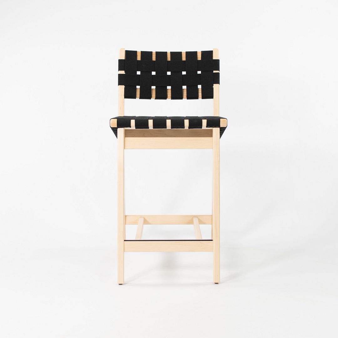 2021 666CH-WB Counter Stool by Jens Risom for Knoll in Maple with Black Webbing
