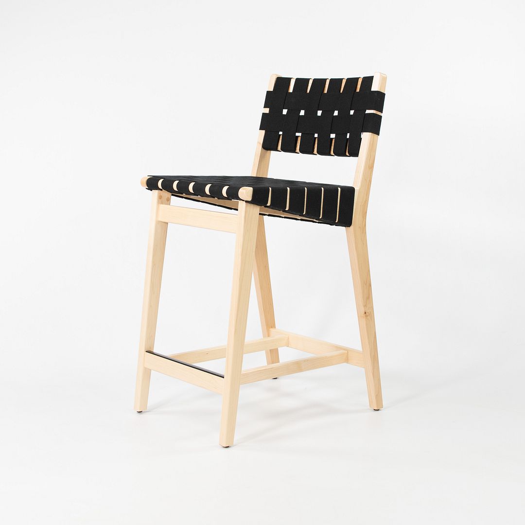 2021 666CH-WB Counter Stool by Jens Risom for Knoll in Maple with Black Webbing