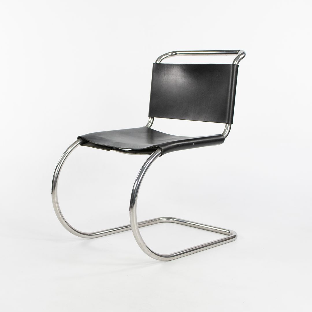 1980s MR10 and MR20 Chairs by Mies van der Rohe for Knoll in Black Leather