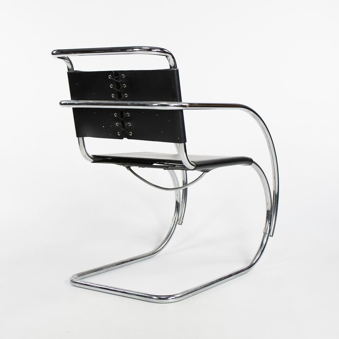 1980s MR10 and MR20 Chairs by Mies van der Rohe for Knoll in Black Leather