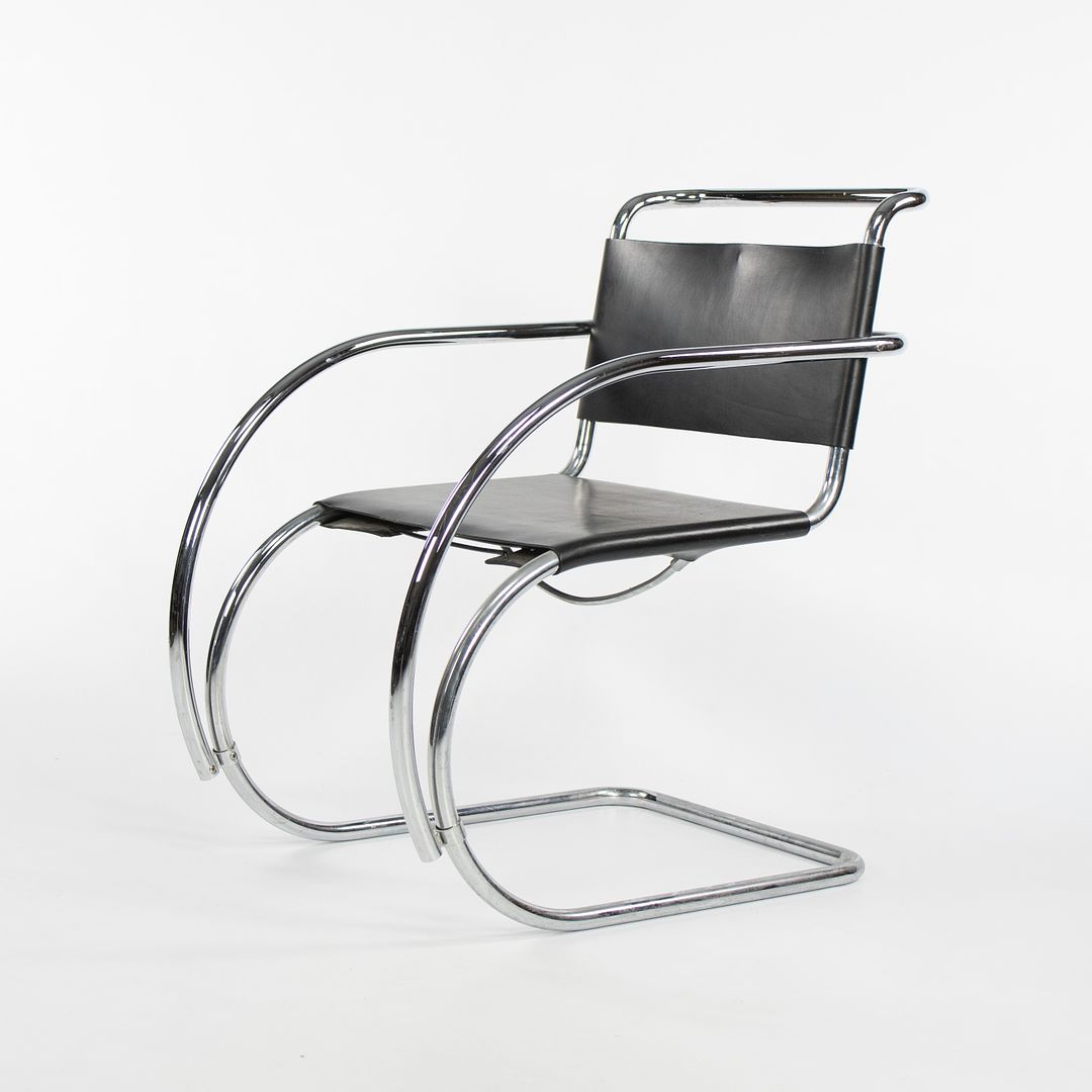 1980s MR10 and MR20 Chairs by Mies van der Rohe for Knoll in Black Leather