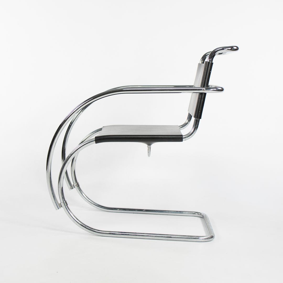 1980s MR10 and MR20 Chairs by Mies van der Rohe for Knoll in Black Leather
