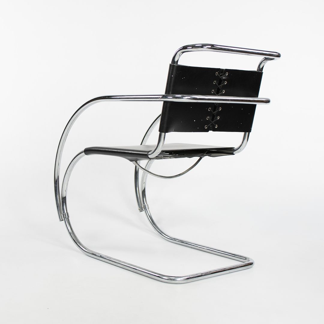 1980s MR10 and MR20 Chairs by Mies van der Rohe for Knoll in Black Leather
