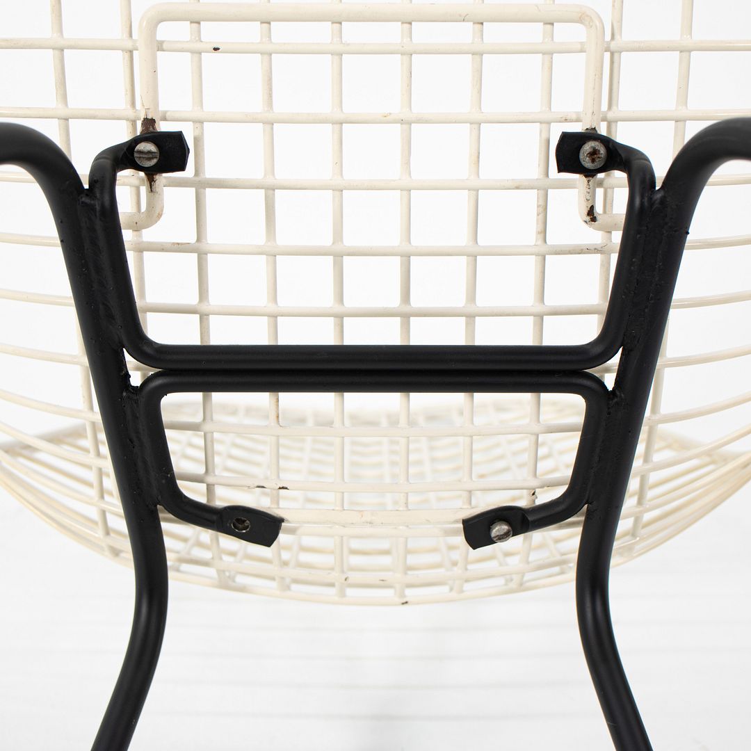 1950s Herman Miller Eames DKX Steel Wire Dining Chair in White with Black Base