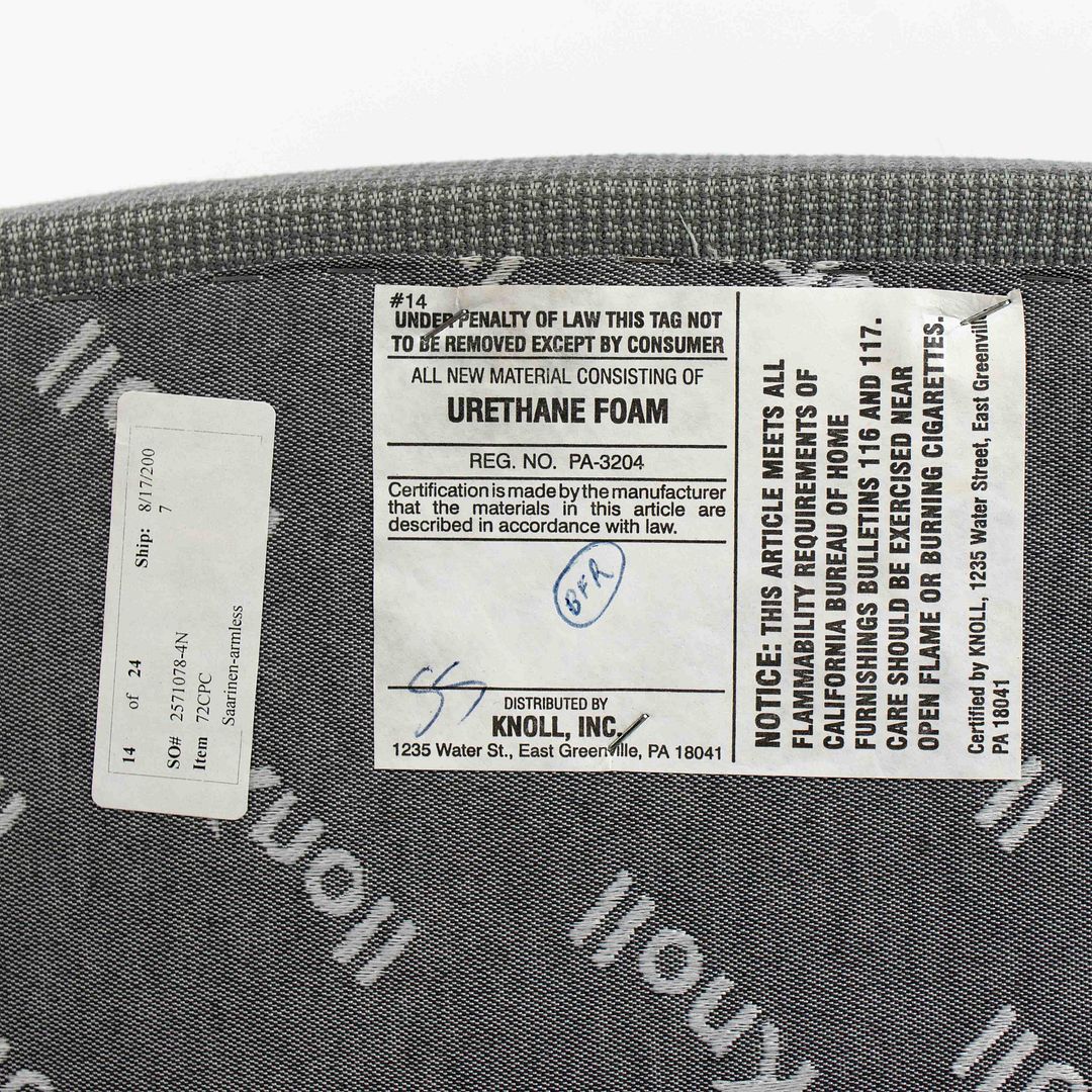 2000s Saarinen Executive Side Chair, Model 72 by Eero Saarinen for Knoll in Grey-Blue Fabric, 6x Available