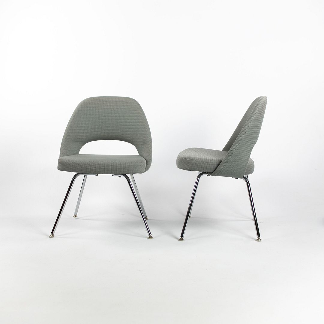 2000s Saarinen Executive Side Chair, Model 72 by Eero Saarinen for Knoll in Grey-Blue Fabric, 6x Available