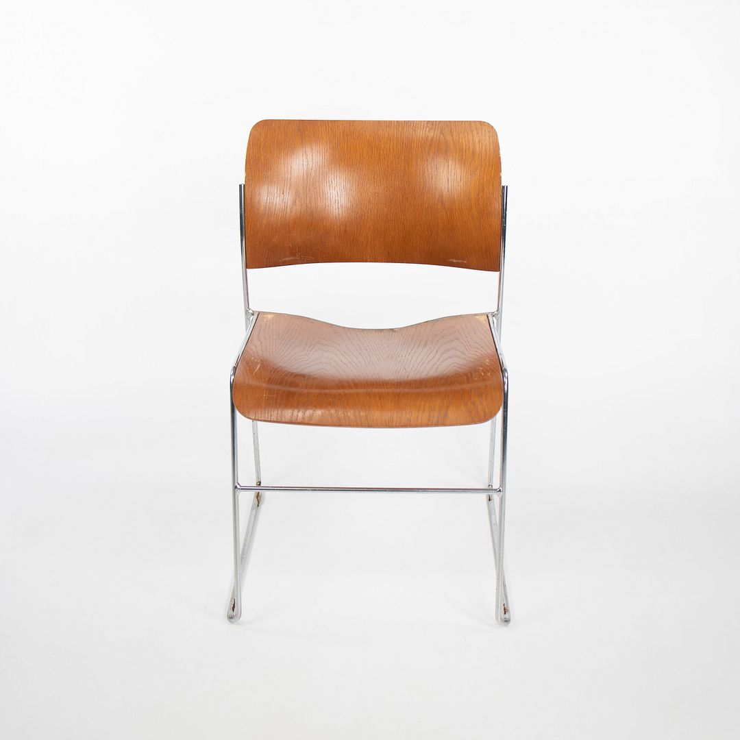 1990 Rowland 40/4 Side Chair by David Rowland for General Fireproofing Co in Oak and Chrome 8x Available