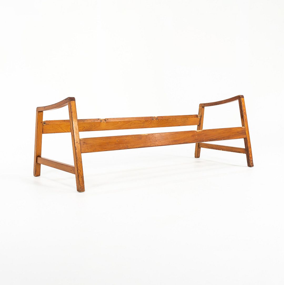 1941 Knoll Risom Three-Seater Settee Sofa by Jens Risom for Knoll Associates in Pine with New Webbing