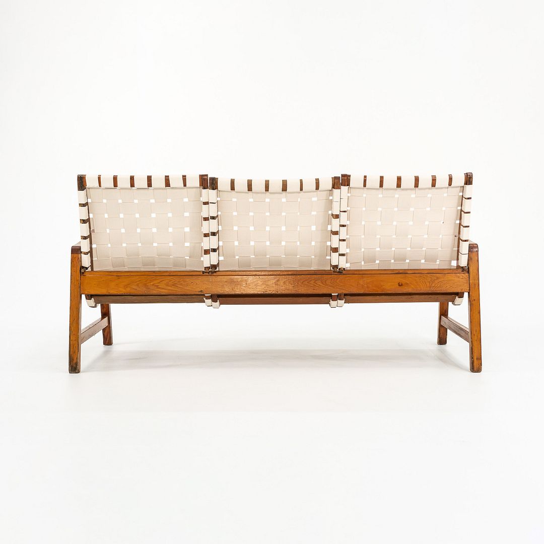 1941 Knoll Risom Three-Seater Settee Sofa by Jens Risom for Knoll Associates in Pine with New Webbing