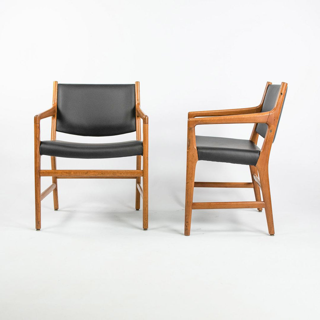 1965 JH 507 Armchairs by Hans J. Wegner for Johannes Hansen in Oak and Leather, Newly Reupholstered
