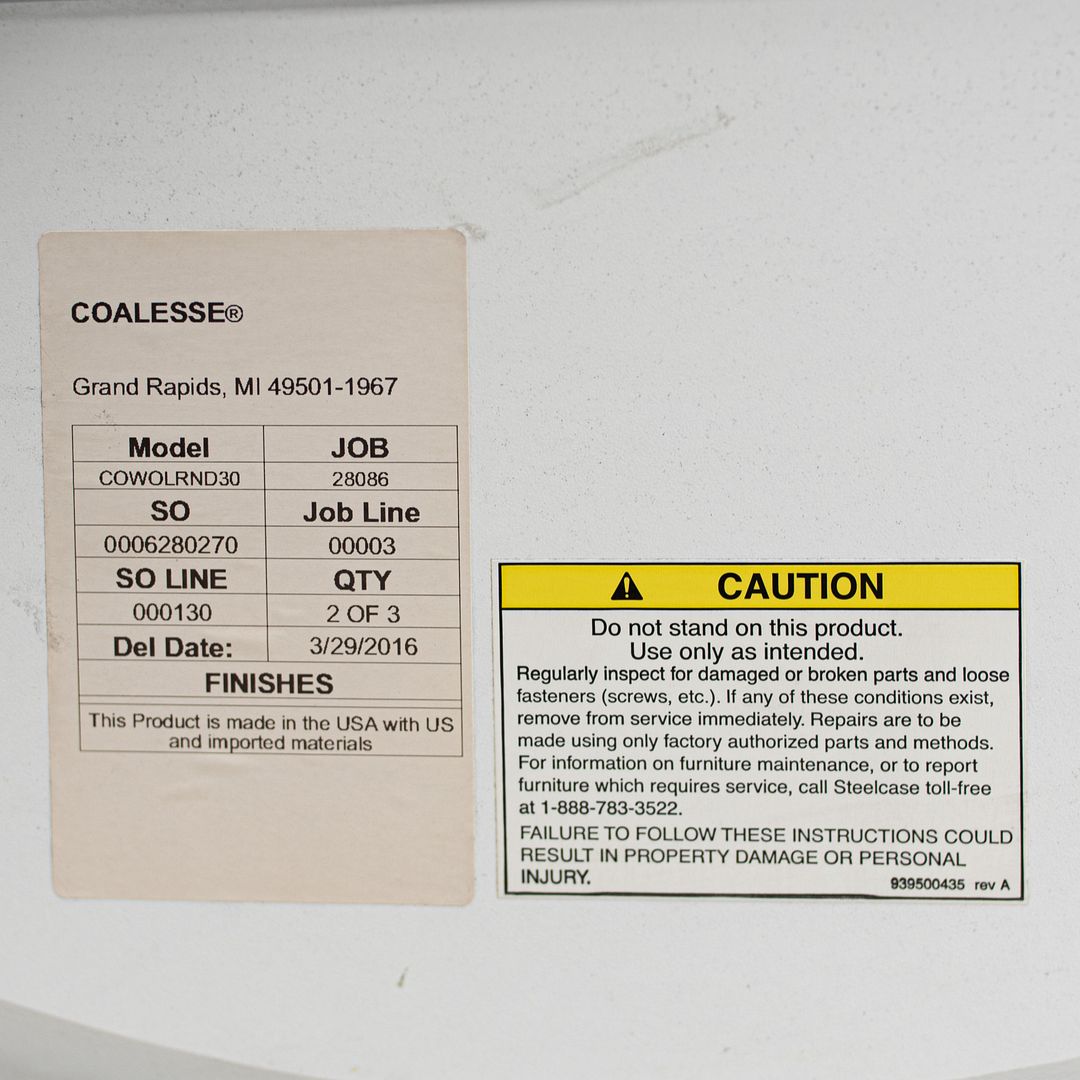 2016 Coalesse White Laminate w/ Aluminum Coffee Table by Scott Wilson 2x Avail