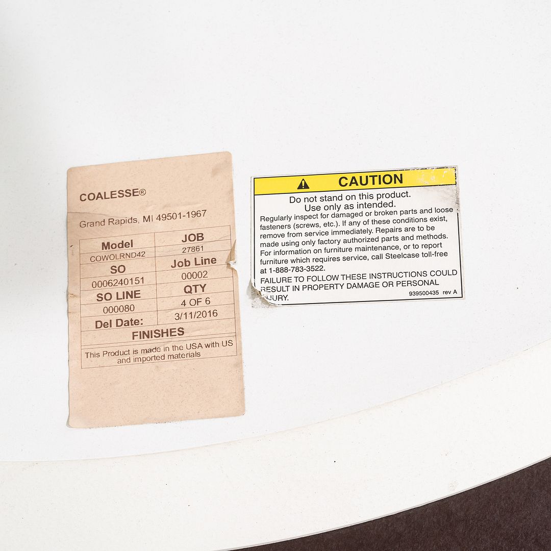 SOLD 2016  Scott Wilson for Coalesse Coffee Table White w/ Chrome Large Table 42" 2x Available