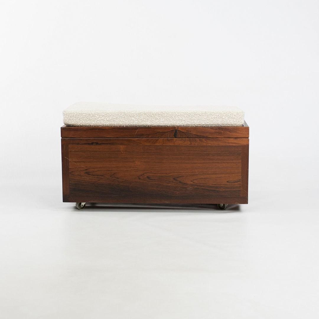 1960s Sewing Chest / Cabinet in Brazilian Rosewood with Fabric Seat