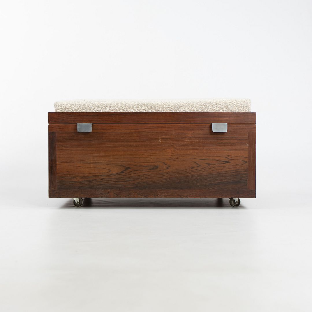 1960s Sewing Chest / Cabinet in Brazilian Rosewood with Fabric Seat