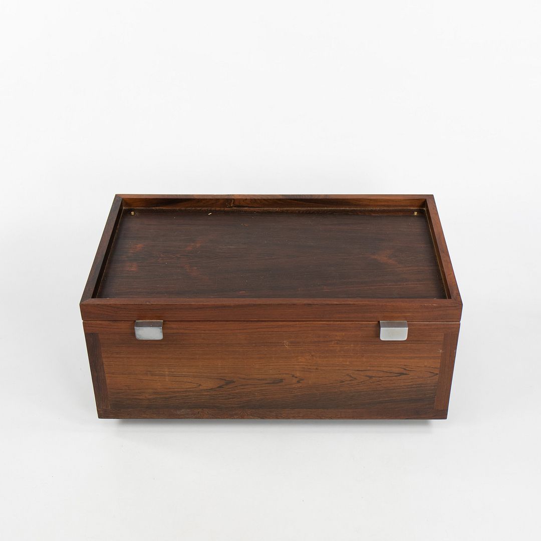 1960s Sewing Chest / Cabinet in Brazilian Rosewood with Fabric Seat