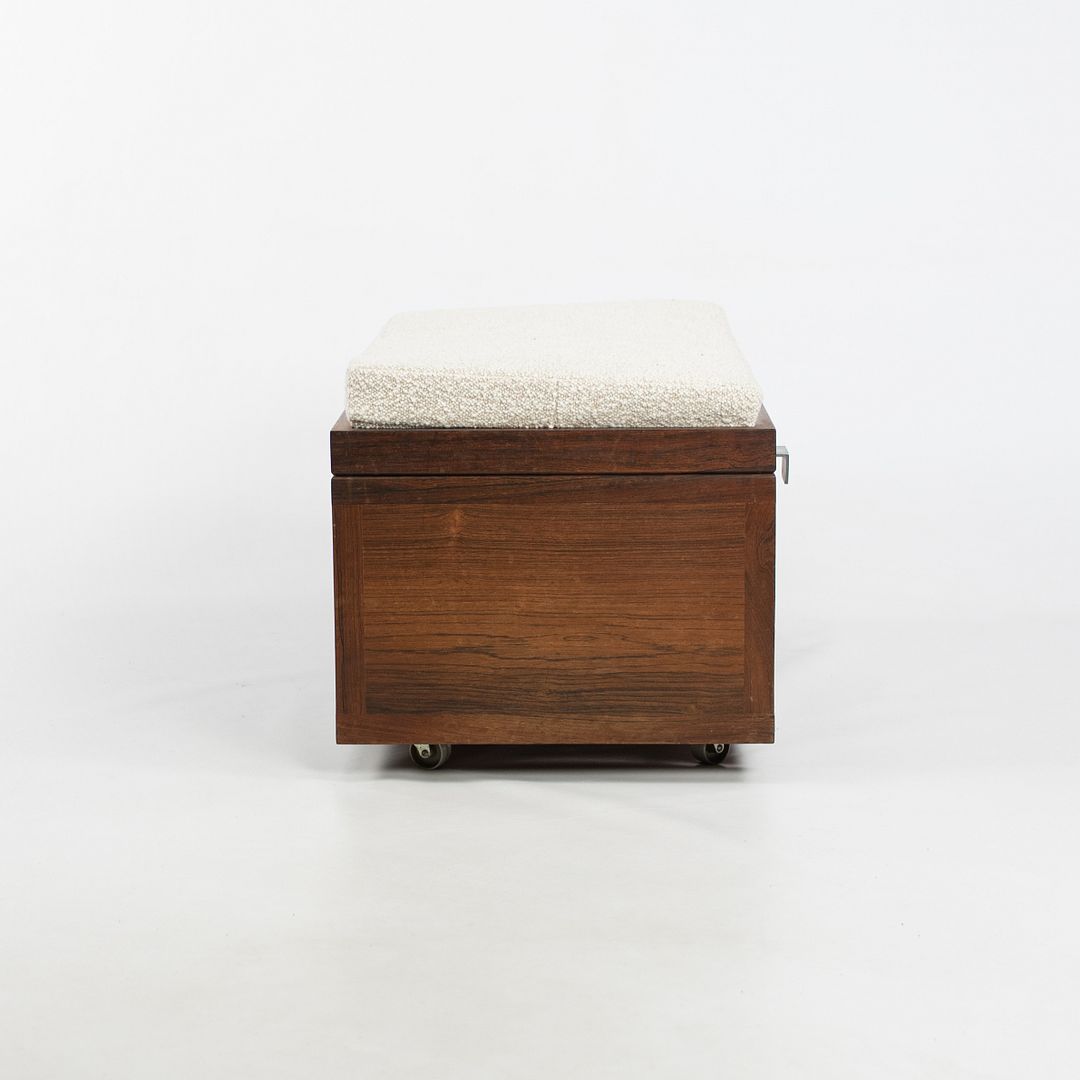 1960s Sewing Chest / Cabinet in Brazilian Rosewood with Fabric Seat