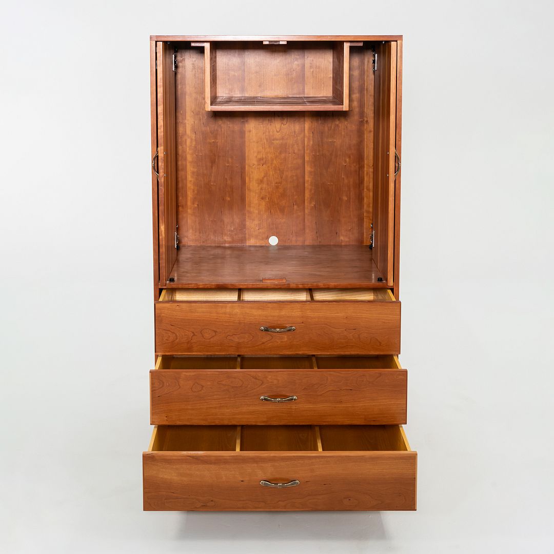 1990s Robert Lovett Custom-Designed Cherry Armoire Cabinet 24x34x60 Inches