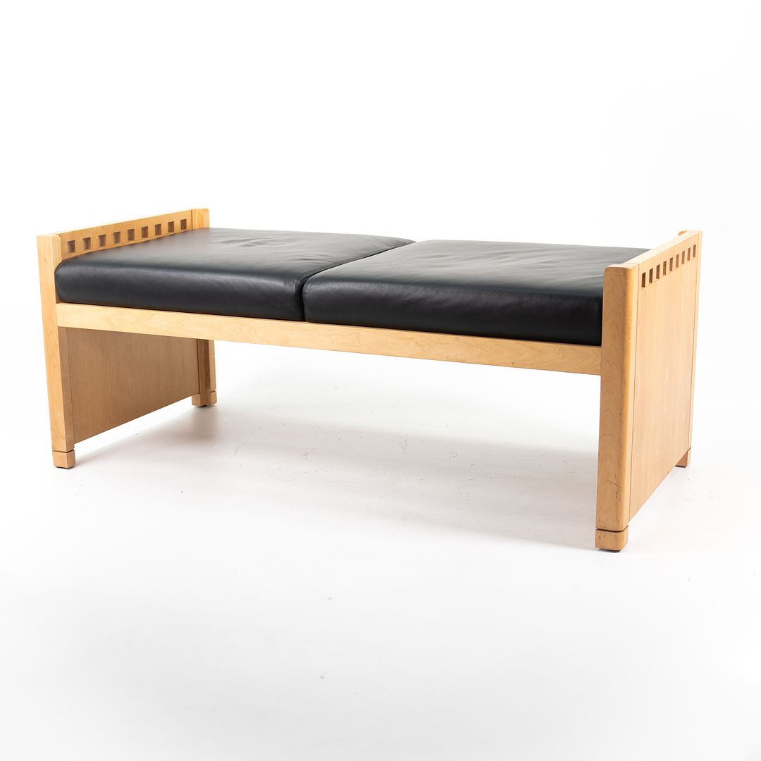 1995 2-Seater Mission Bench by Brian Kane for Metropolitan Furniture in Maple and Black Leather